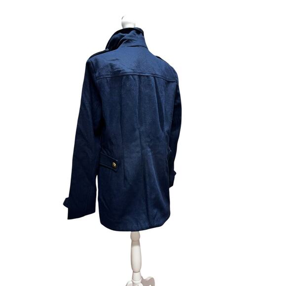 CAbi Coat Size M Navy Blue Wool Blend Peacoat Gold Anchor Buttons - Picture 4 of 16